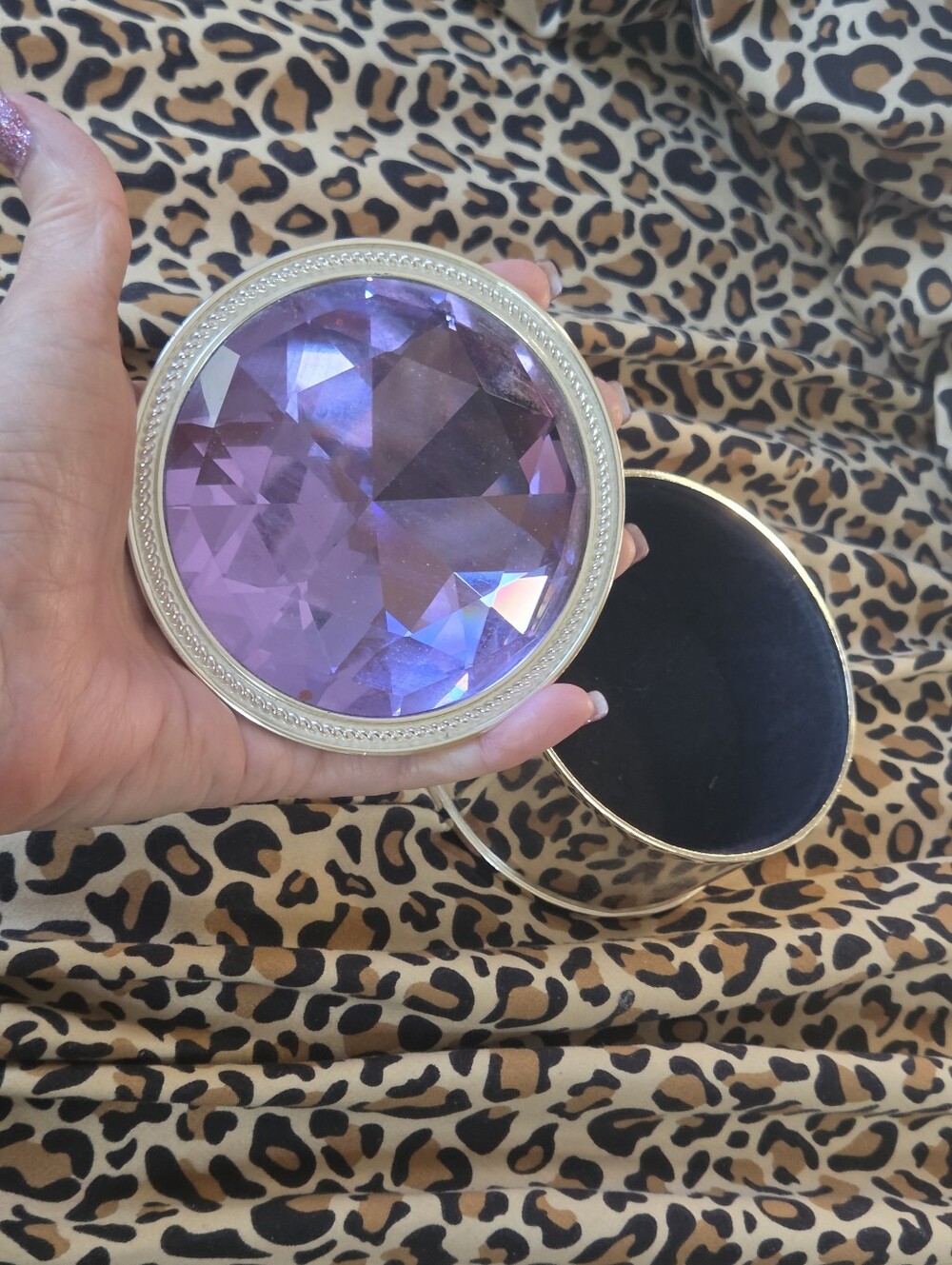 Medium Faceted Purple Jewel Trinket Box - Picture 3 of 3